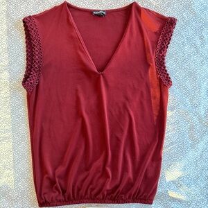 Express Deep V-Neck Tank Top in Burgundy